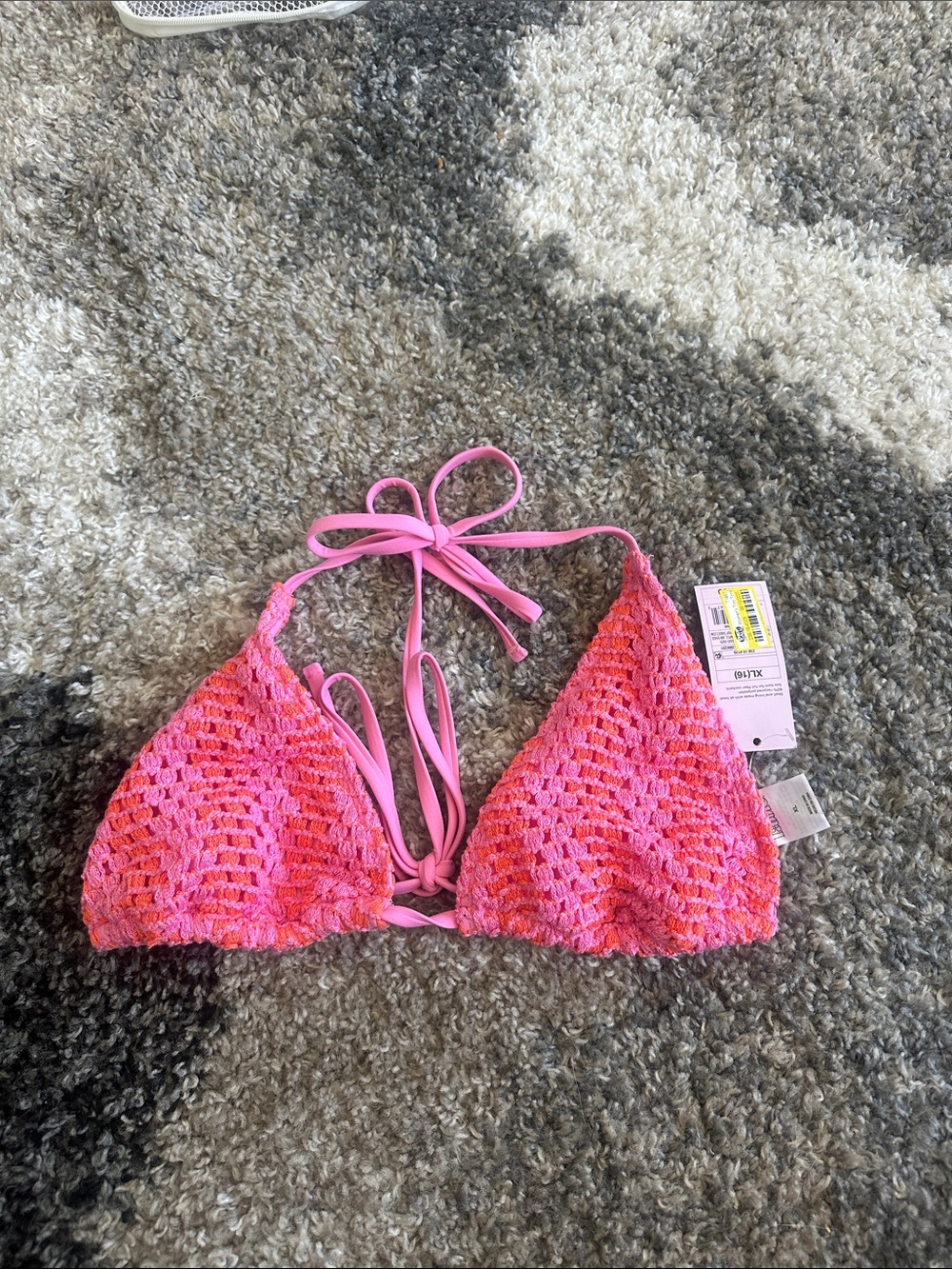 wild fable Pink Crochet Triangle Bikini Top